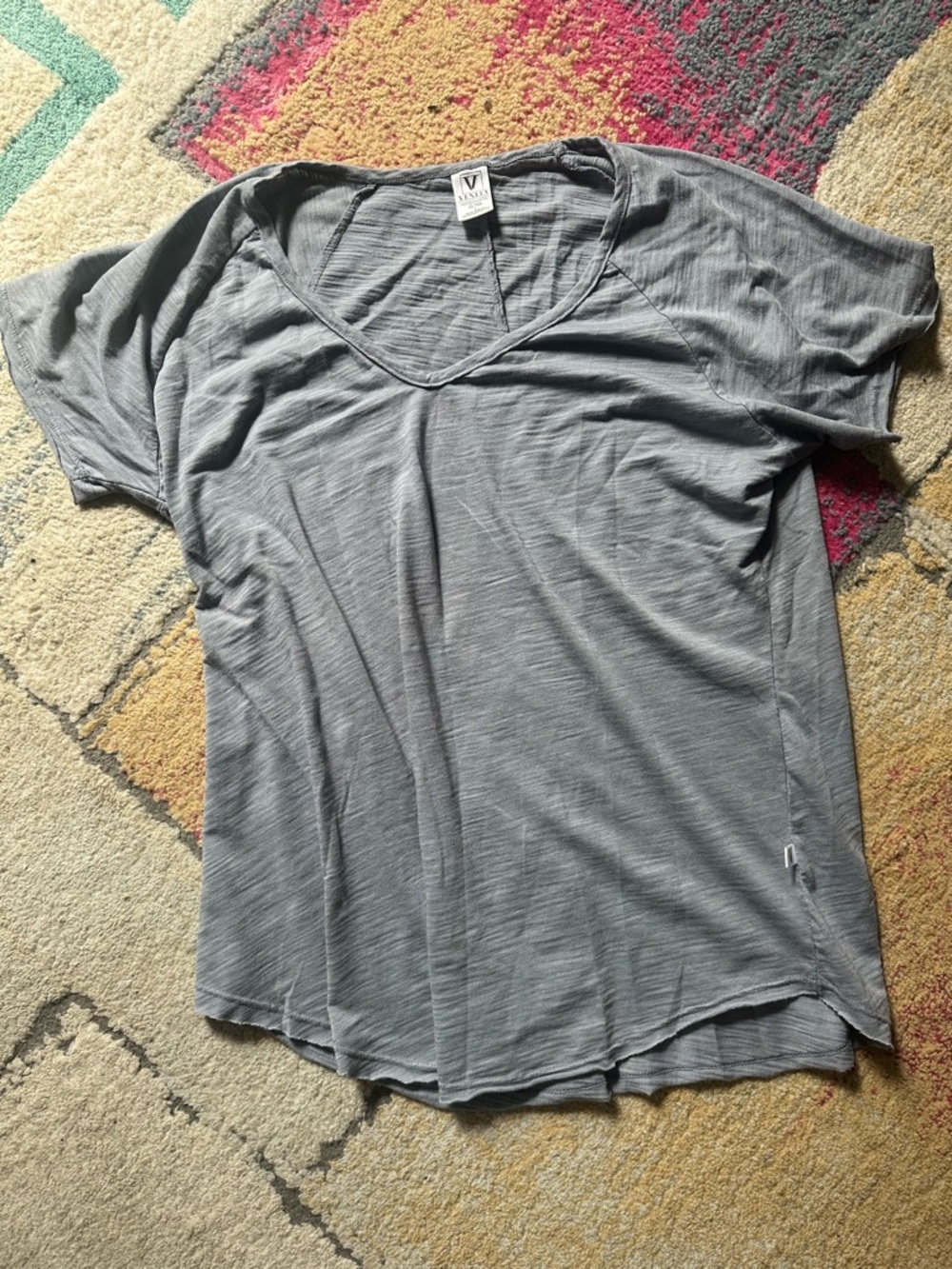 Venley large t shirts Seafoam green & black v neck - Picture 5 of 5